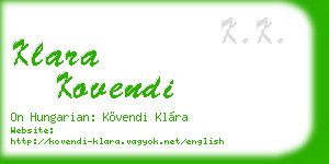 klara kovendi business card